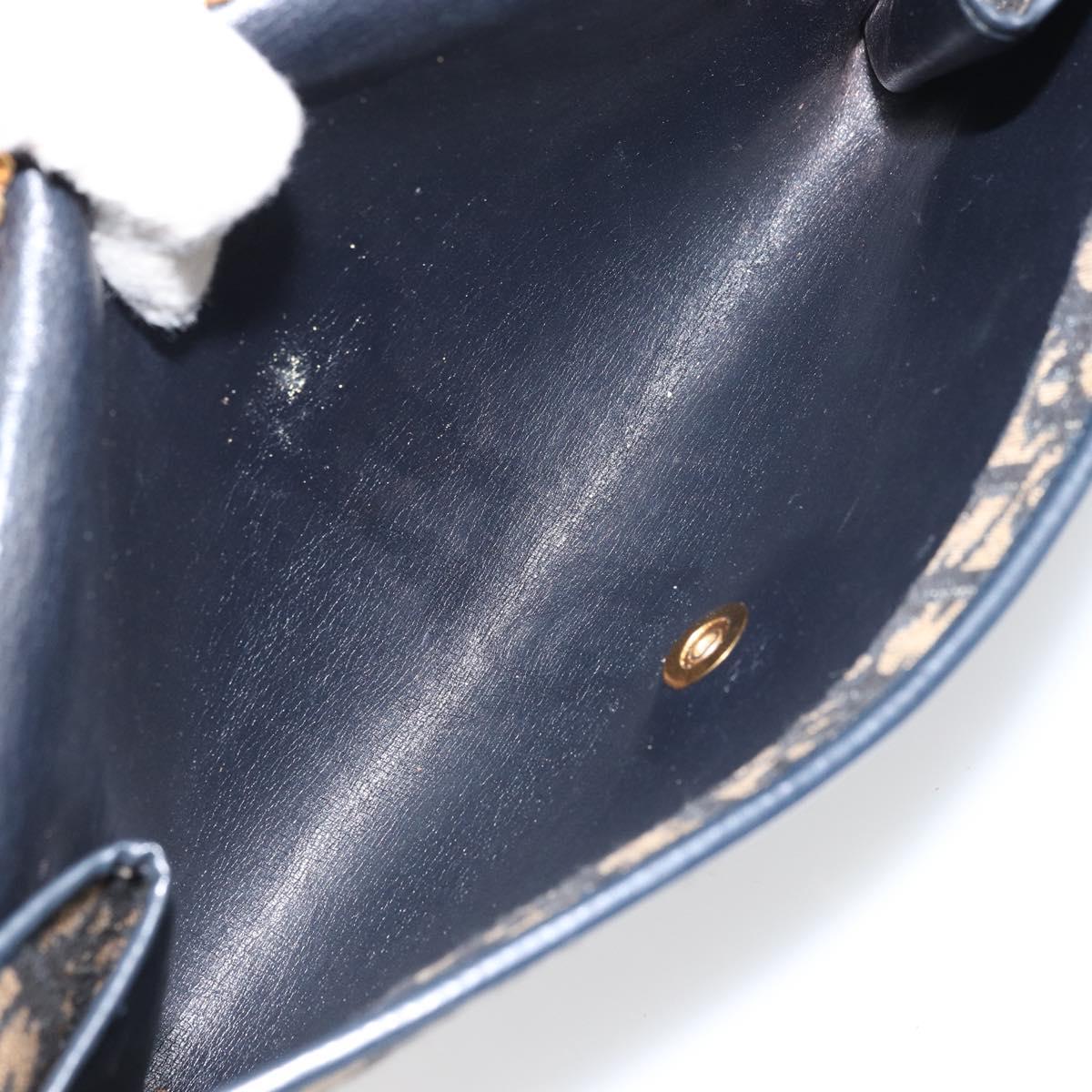 Christian Dior Trotter Canvas Chain Shoulder Bag Navy Gold Auth 160991