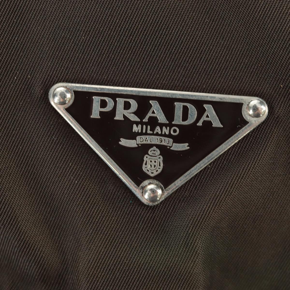 PRADA Shoulder Bag Nylon Khaki Silver Auth 160992