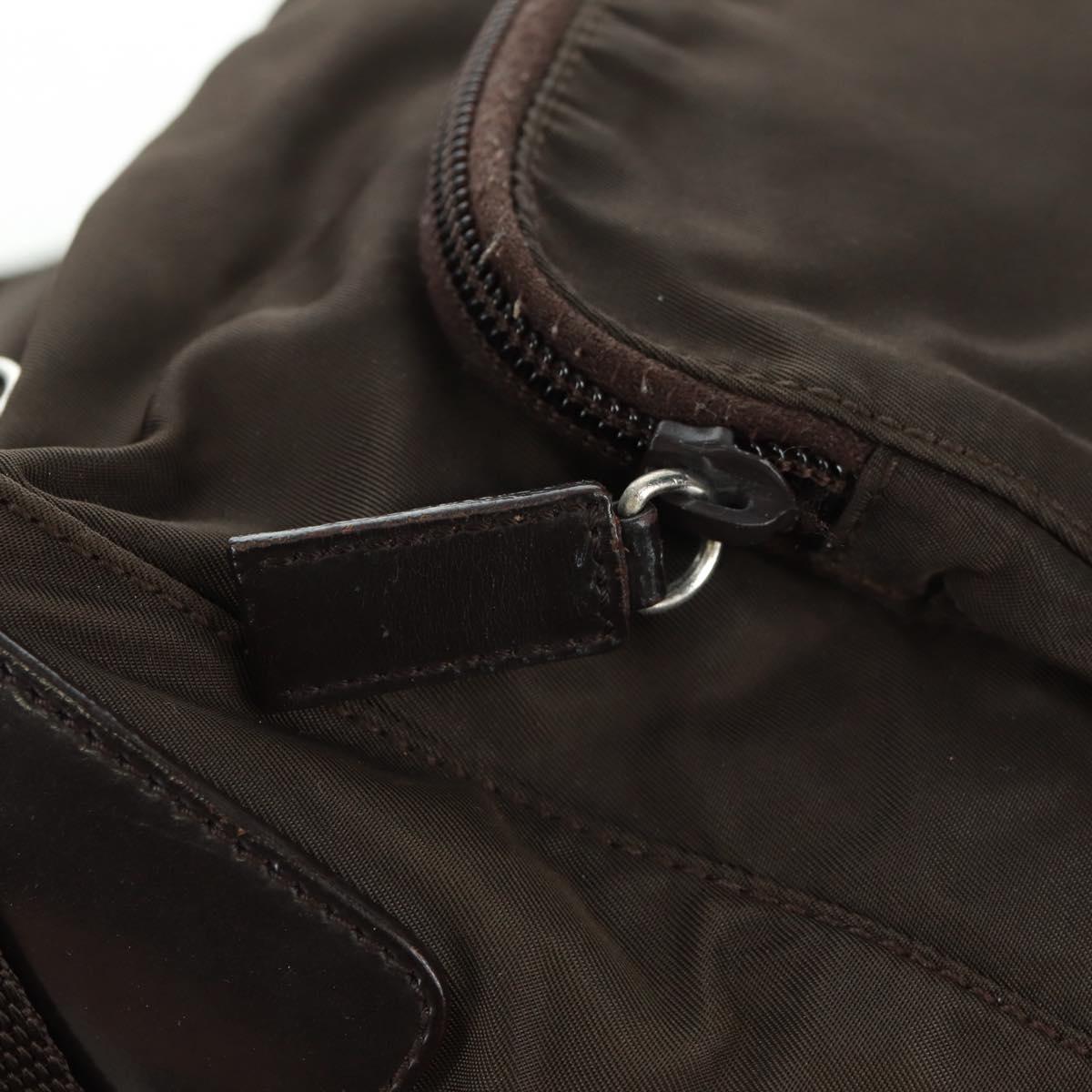 PRADA Shoulder Bag Nylon Khaki Silver Auth 160992