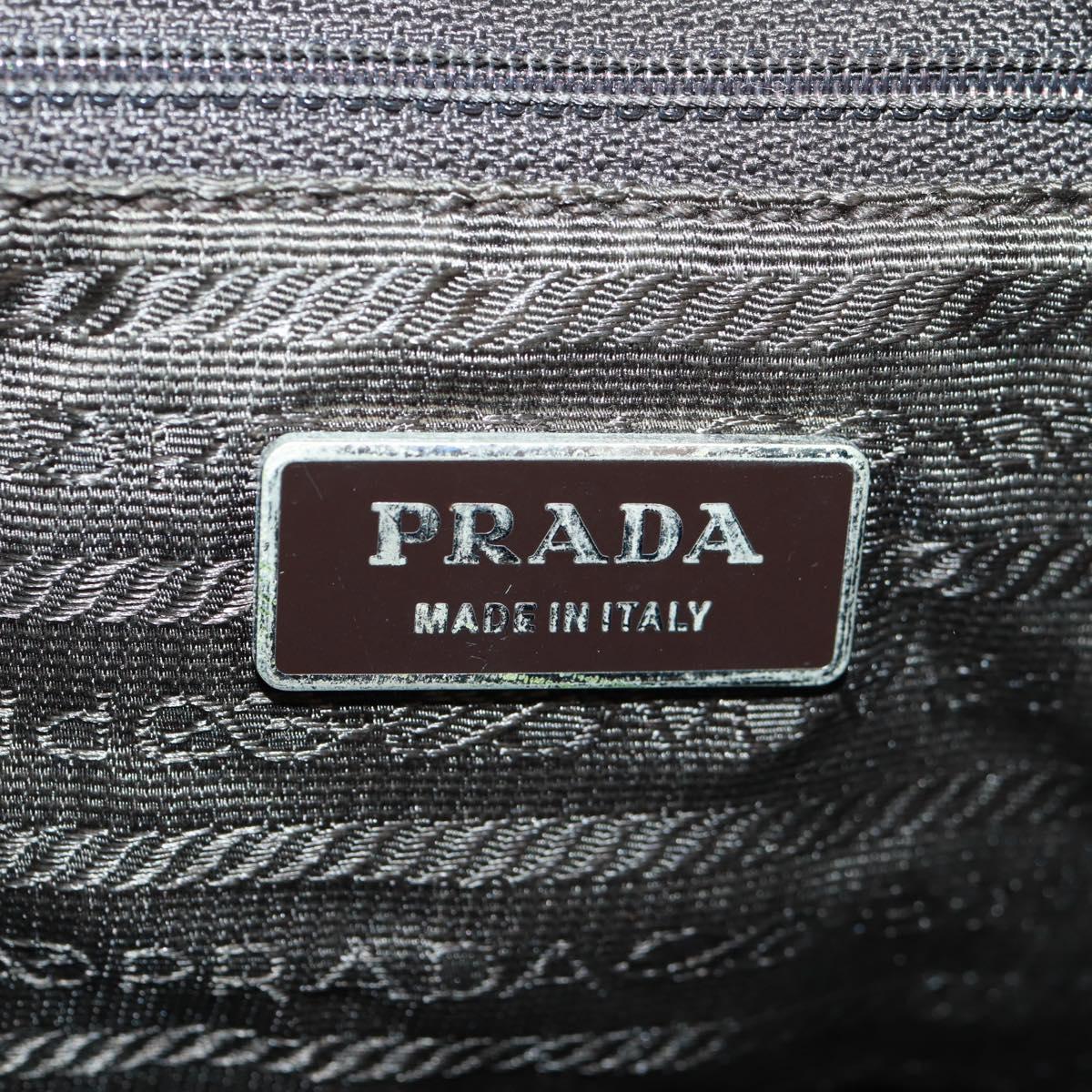 PRADA Shoulder Bag Nylon Khaki Silver Auth 160992