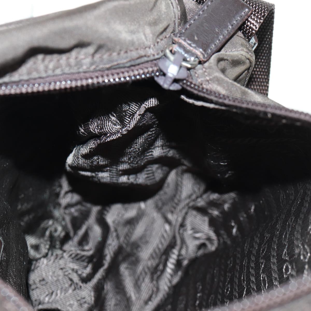 PRADA Shoulder Bag Nylon Khaki Silver Auth 160992