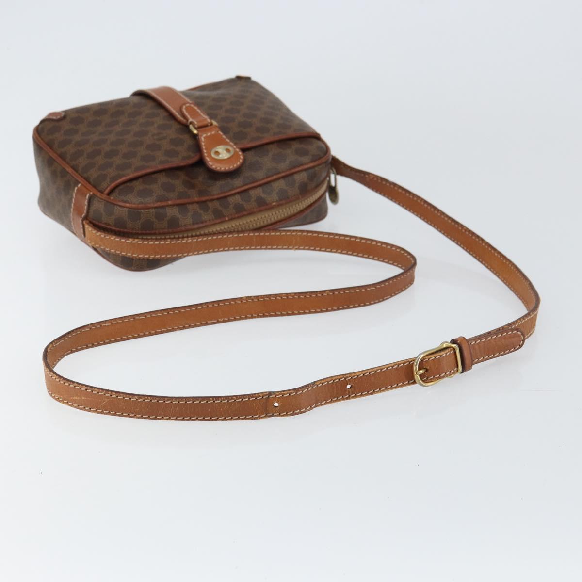 CELINE Macadam Canvas Shoulder Bag PVC Leather Brown Gold Auth 161002