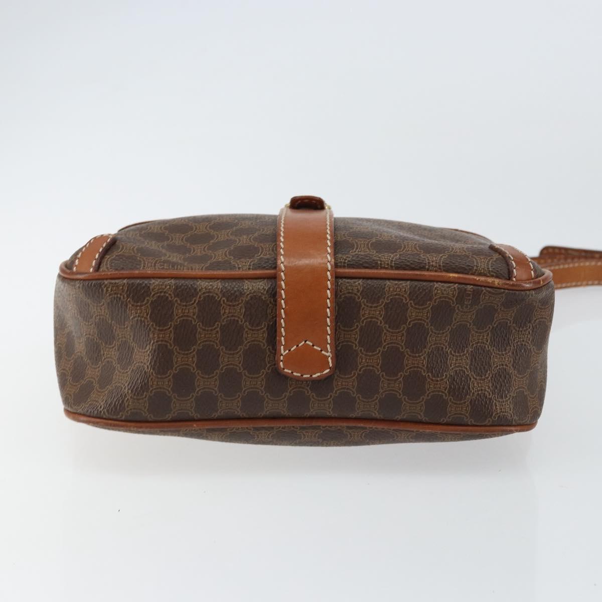 CELINE Macadam Canvas Shoulder Bag PVC Leather Brown Gold Auth 161002