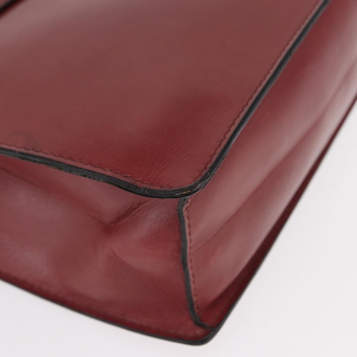 CELINE Hand Bag Leather Red Gold Auth 161005