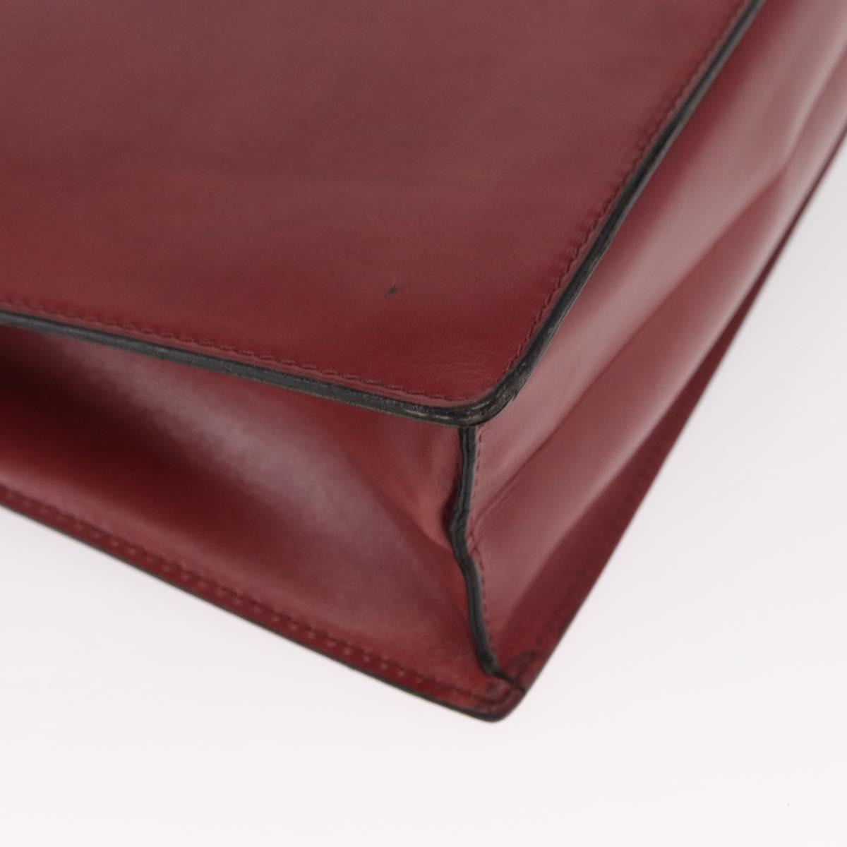 CELINE Hand Bag Leather Red Gold Auth 161005