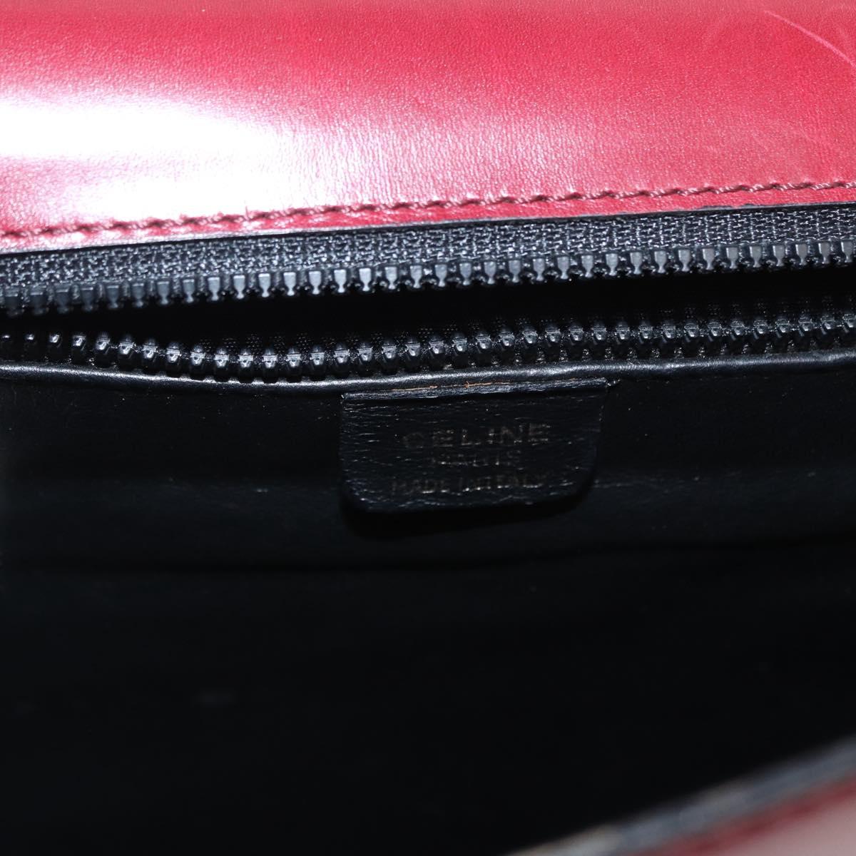 CELINE Hand Bag Leather Red Gold Auth 161005