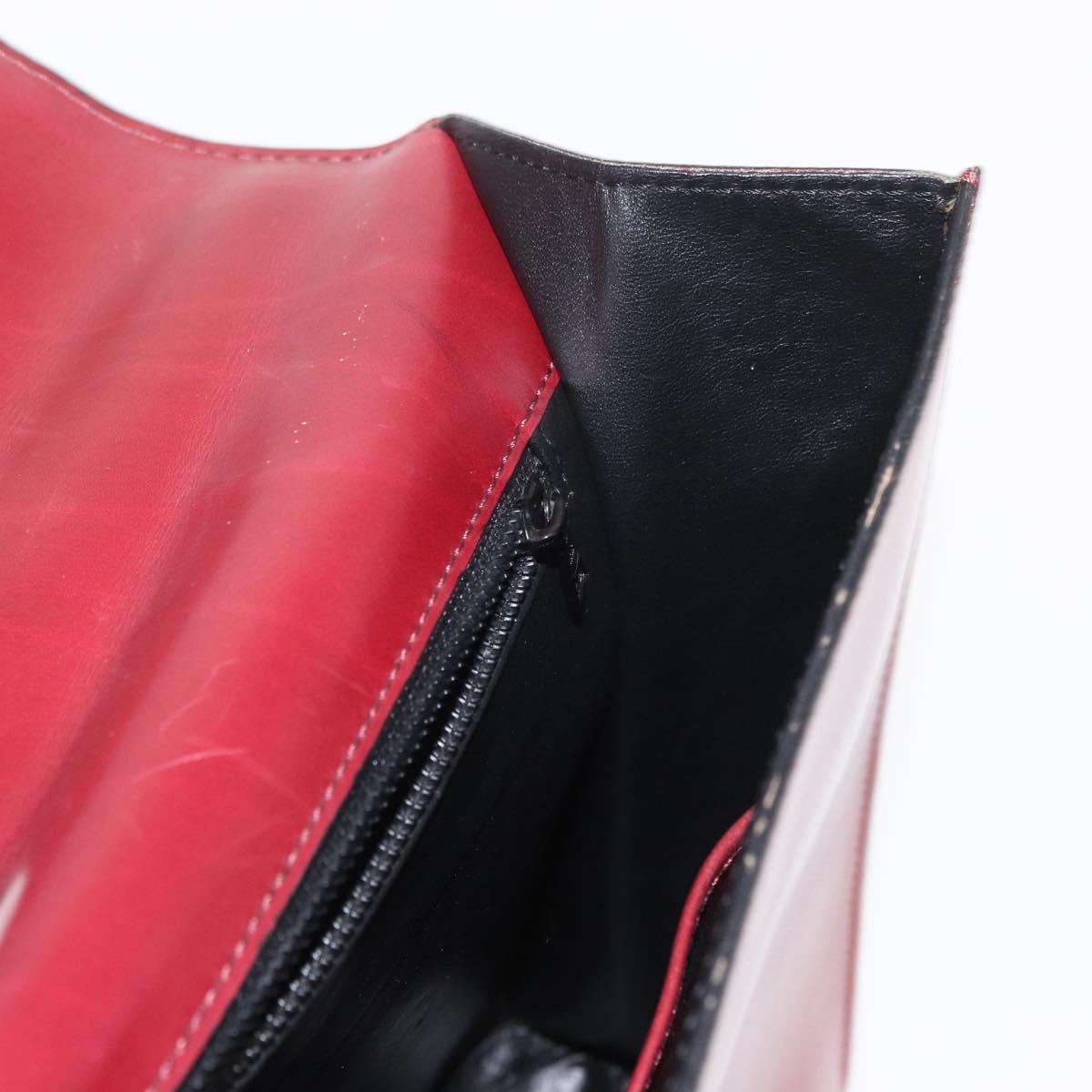CELINE Hand Bag Leather Red Gold Auth 161005