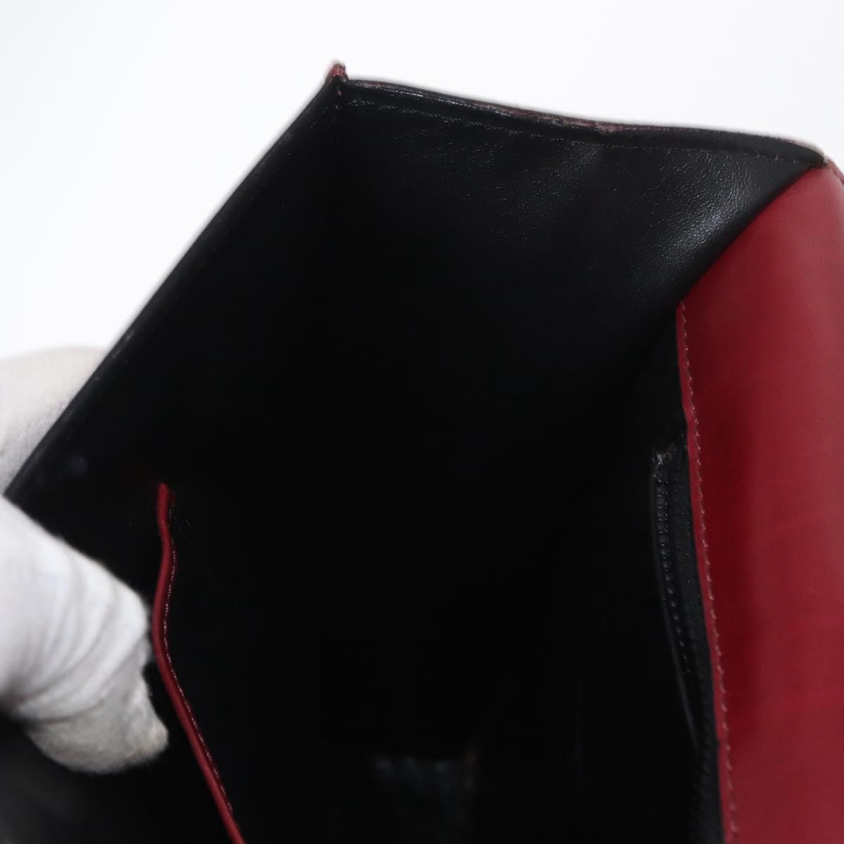 CELINE Hand Bag Leather Red Gold Auth 161005