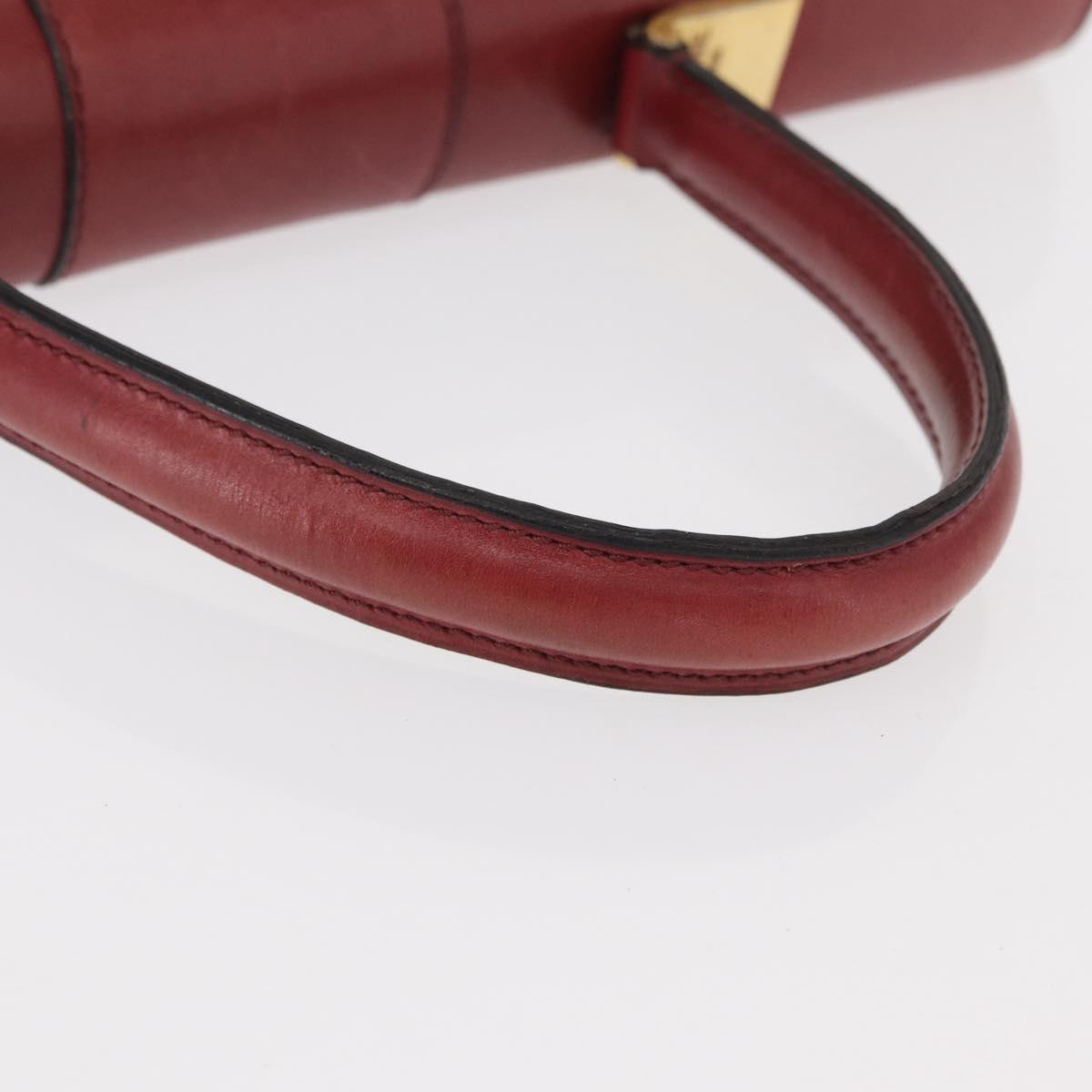 CELINE Hand Bag Leather Red Gold Auth 161005