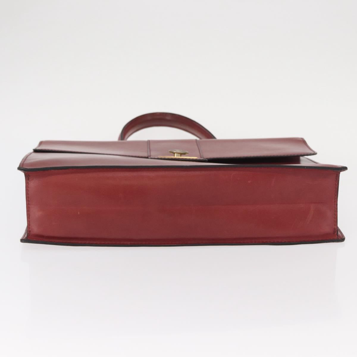 CELINE Hand Bag Leather Red Gold Auth 161005