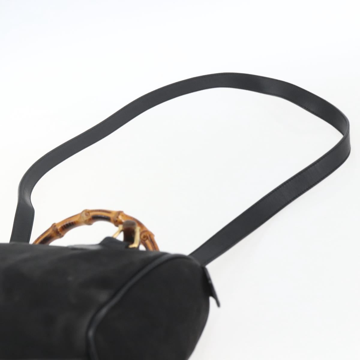 GUCCI Bamboo Hand Bag Suede 2way Black Gold 000 3444 0294 Auth 161026