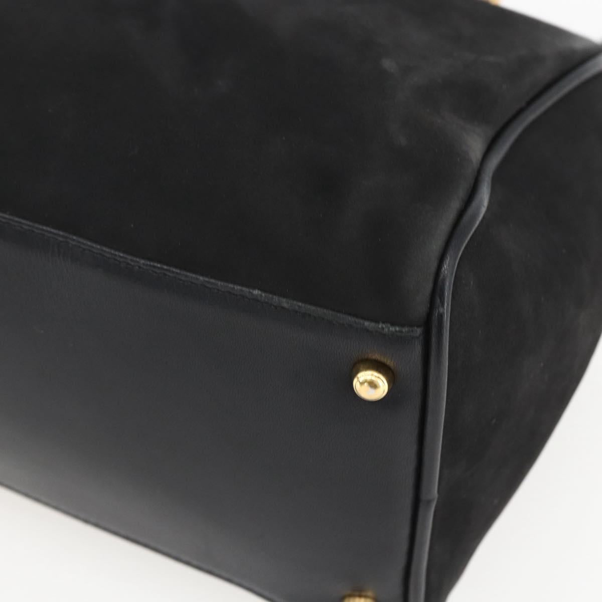 GUCCI Bamboo Hand Bag Suede 2way Black Gold 000 3444 0294 Auth 161026