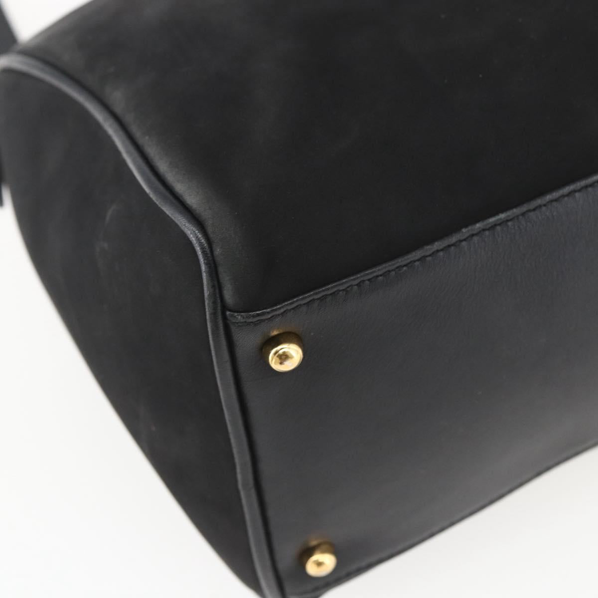 GUCCI Bamboo Hand Bag Suede 2way Black Gold 000 3444 0294 Auth 161026