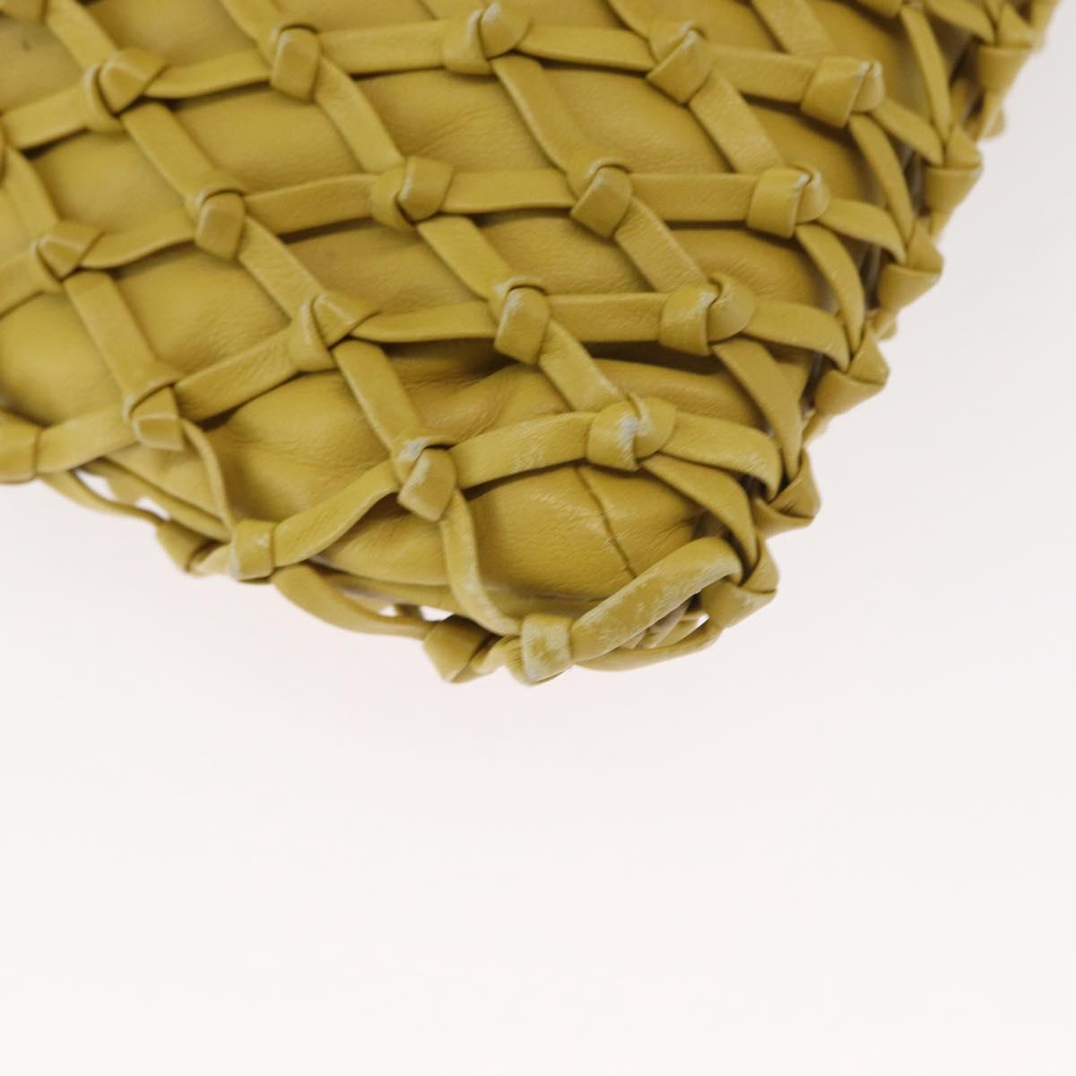 CHANEL Shoulder Bag Leather Yellow Gold CC Auth 161027A