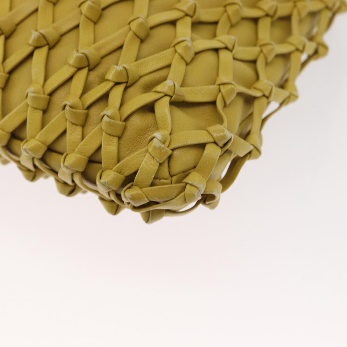 CHANEL Shoulder Bag Leather Yellow Gold CC Auth 161027A