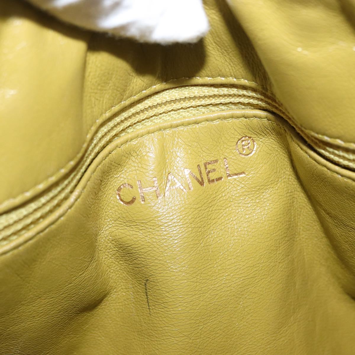 CHANEL Shoulder Bag Leather Yellow Gold CC Auth 161027A