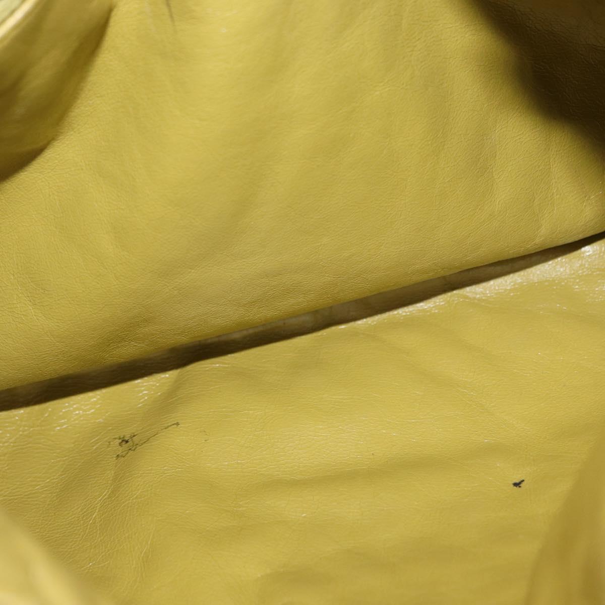 CHANEL Shoulder Bag Leather Yellow Gold CC Auth 161027A