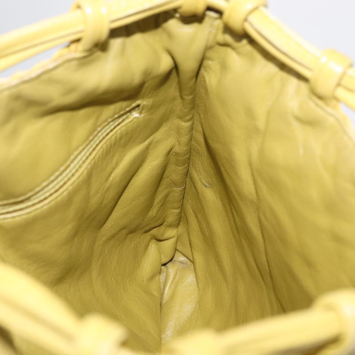 CHANEL Shoulder Bag Leather Yellow Gold CC Auth 161027A