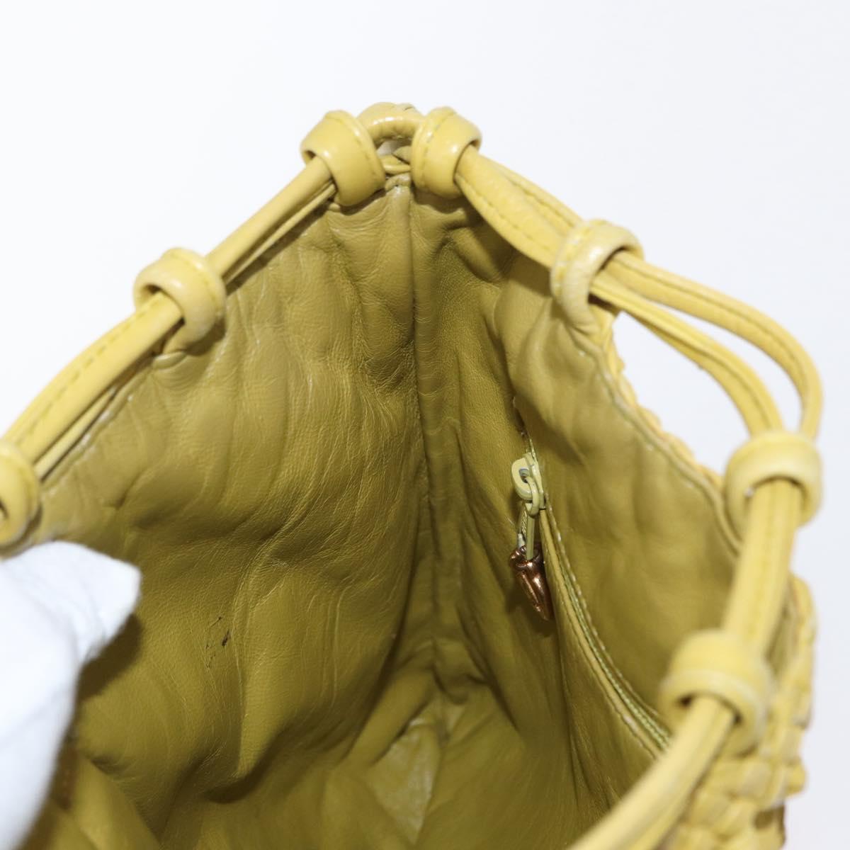 CHANEL Shoulder Bag Leather Yellow Gold CC Auth 161027A