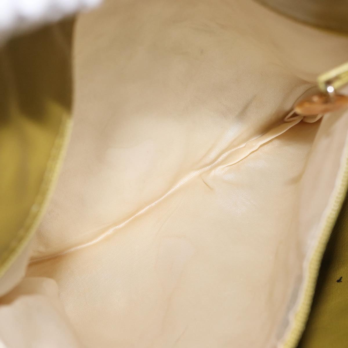 CHANEL Shoulder Bag Leather Yellow Gold CC Auth 161027A