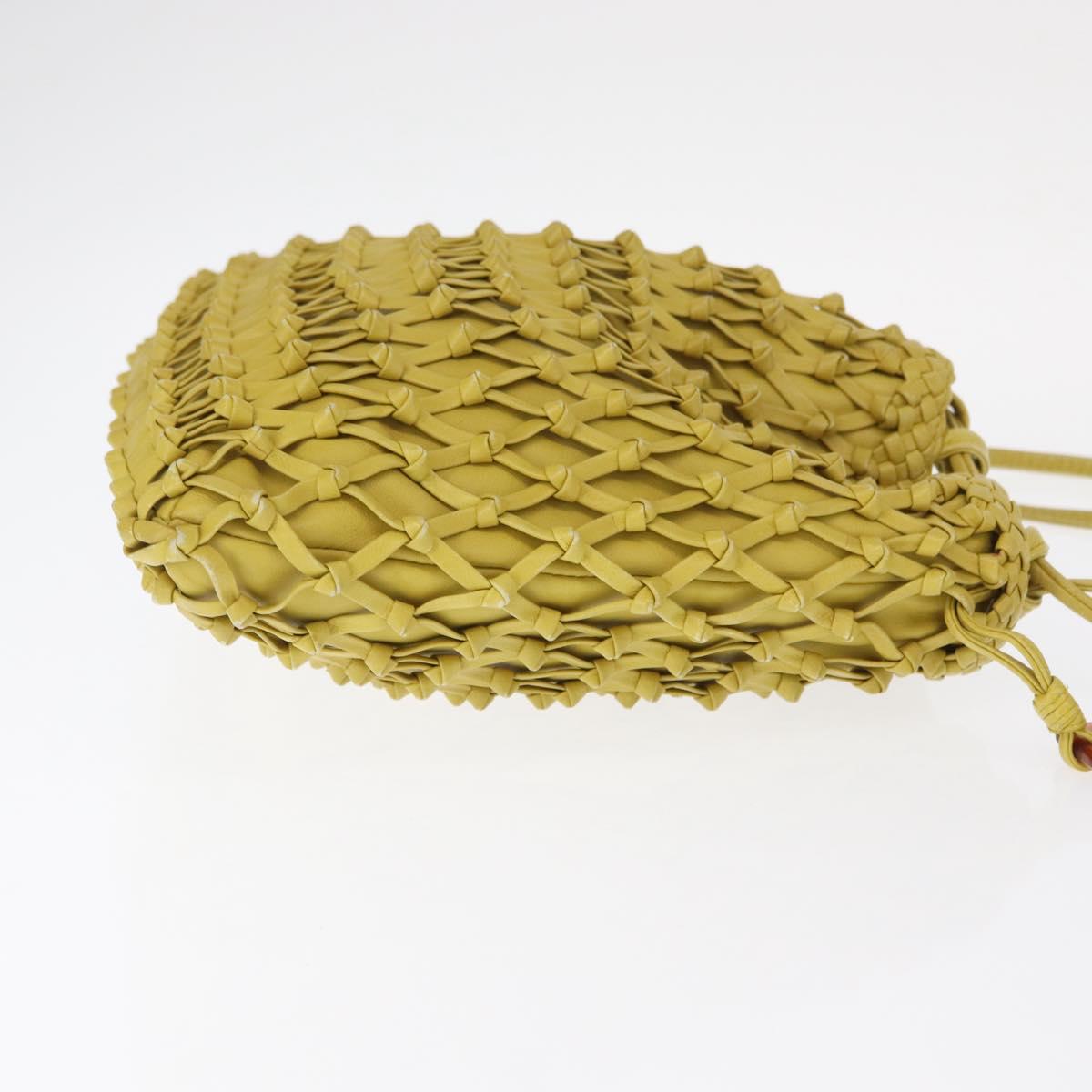 CHANEL Shoulder Bag Leather Yellow Gold CC Auth 161027A