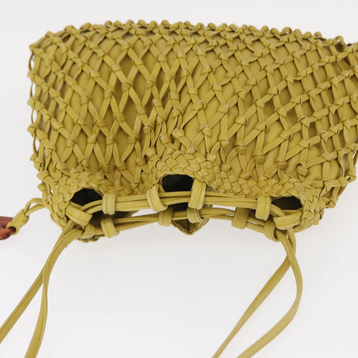 CHANEL Shoulder Bag Leather Yellow Gold CC Auth 161027A