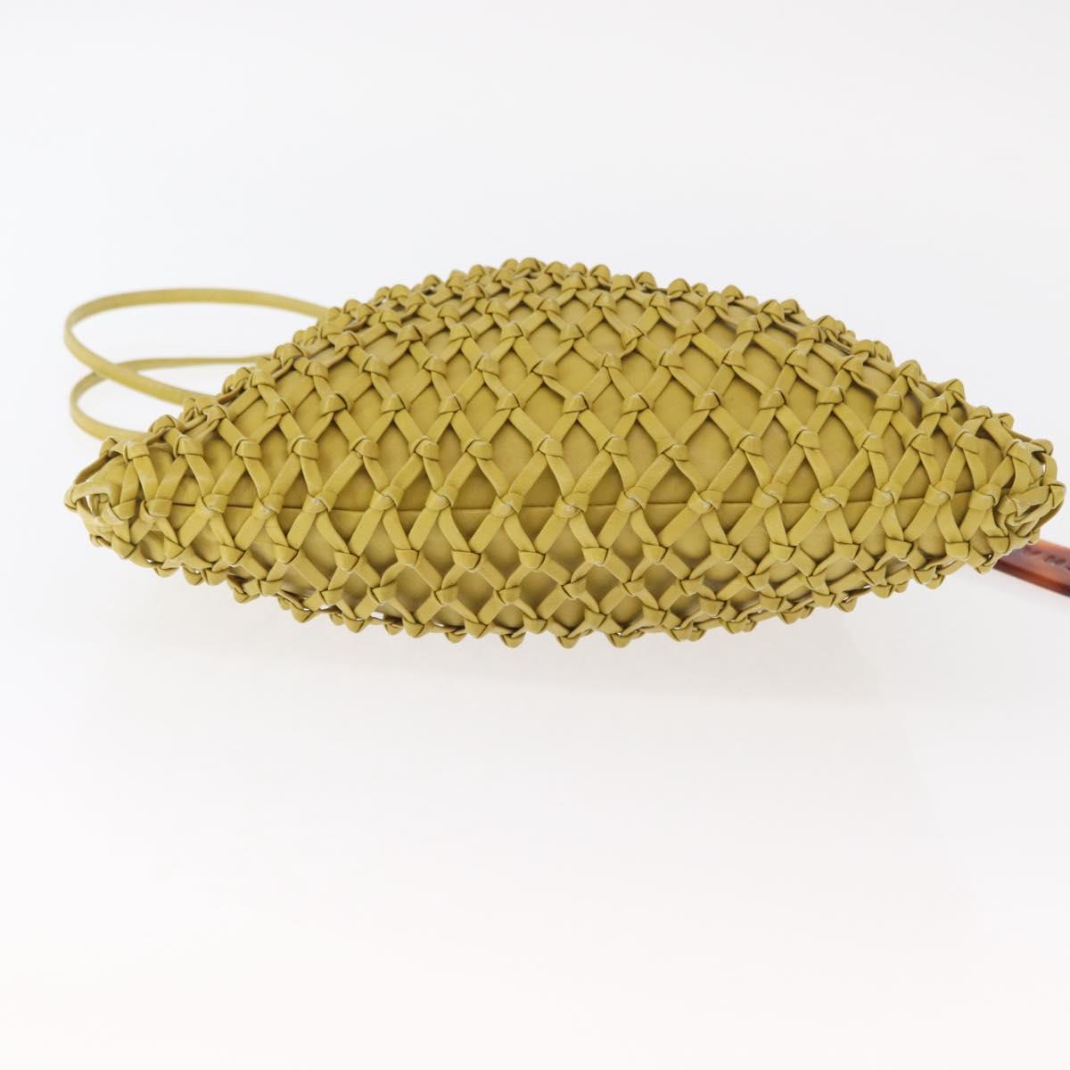 CHANEL Shoulder Bag Leather Yellow Gold CC Auth 161027A