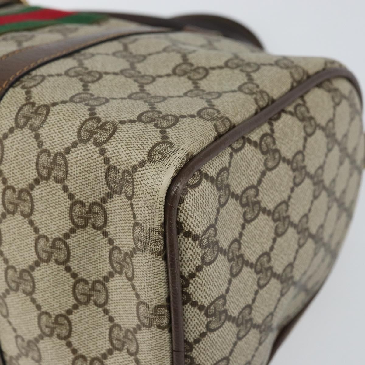 GUCCI GG Supreme Web Sherry Line Hand Bag PVC Beige Gold 24 012 3842 Auth 161028