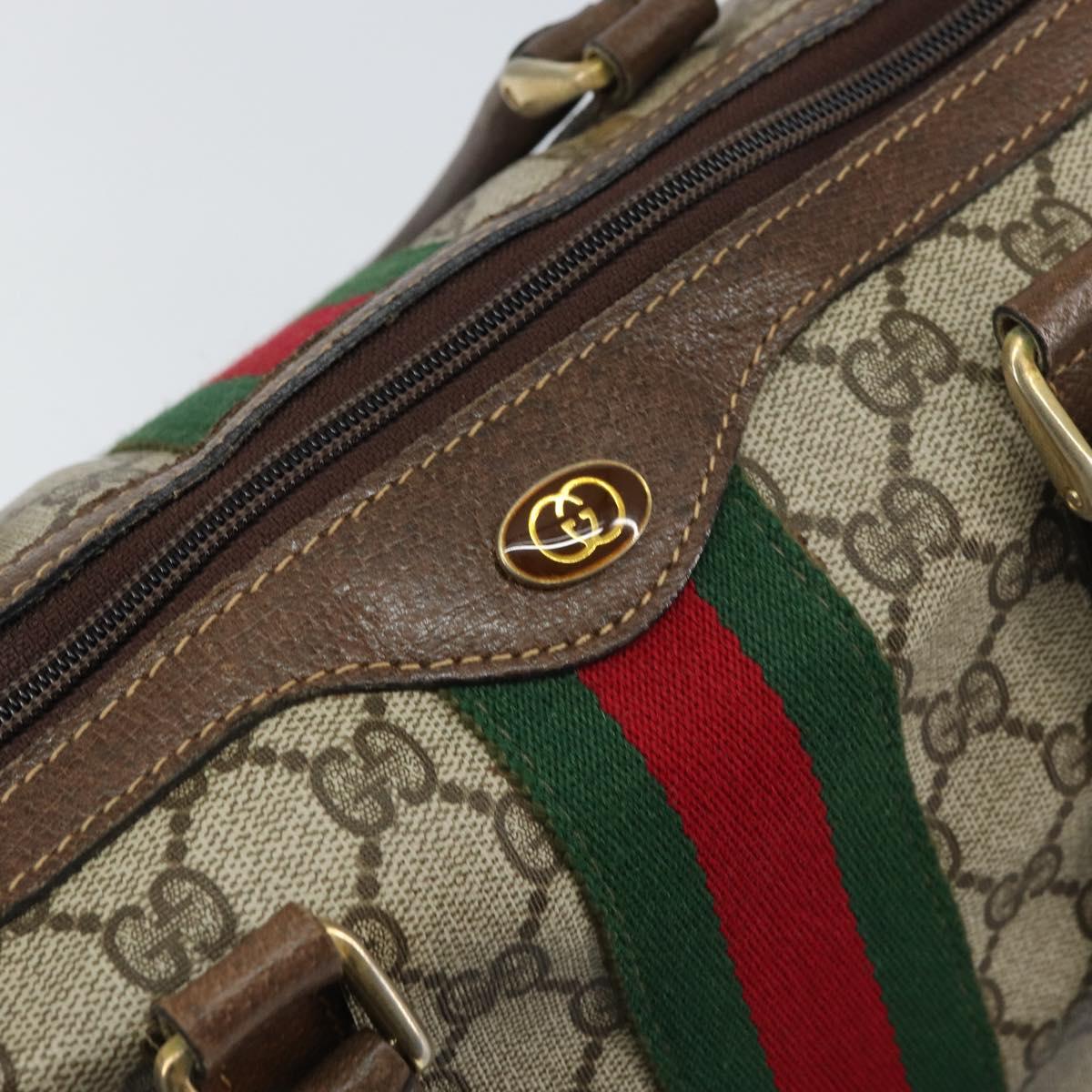 GUCCI GG Supreme Web Sherry Line Hand Bag PVC Beige Gold 24 012 3842 Auth 161028