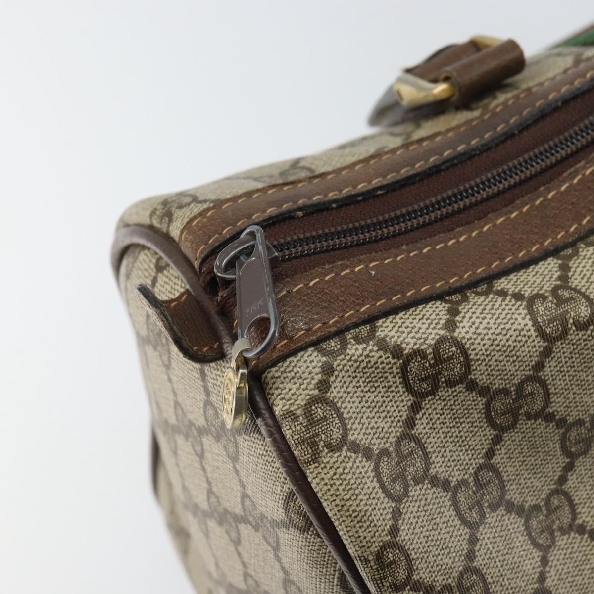 GUCCI GG Supreme Web Sherry Line Hand Bag PVC Beige Gold 24 012 3842 Auth 161028