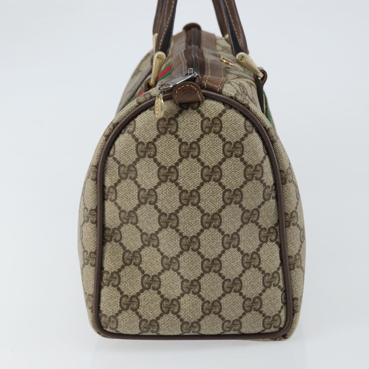 GUCCI GG Supreme Web Sherry Line Hand Bag PVC Beige Gold 24 012 3842 Auth 161028