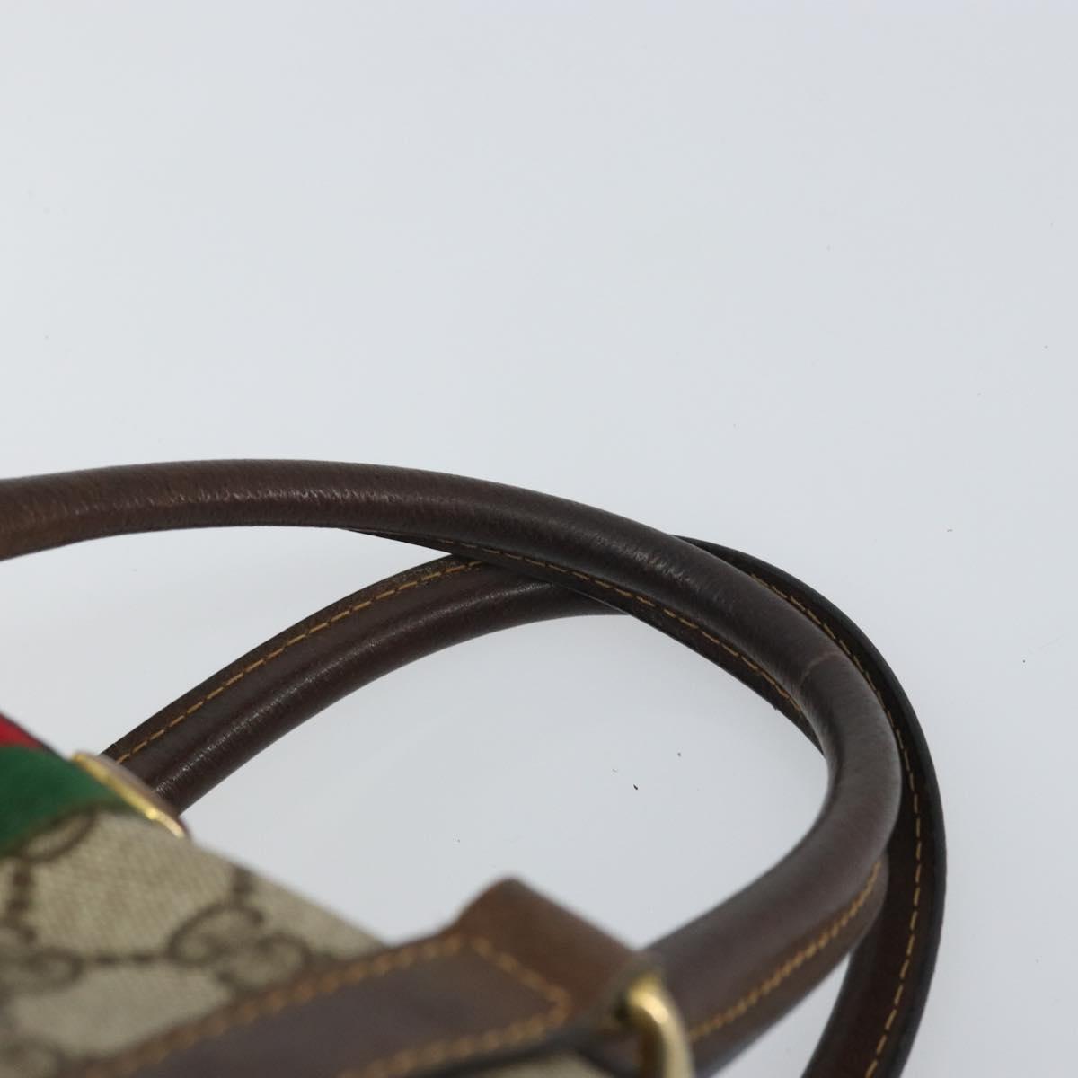 GUCCI GG Supreme Web Sherry Line Hand Bag PVC Beige Gold 24 012 3842 Auth 161028