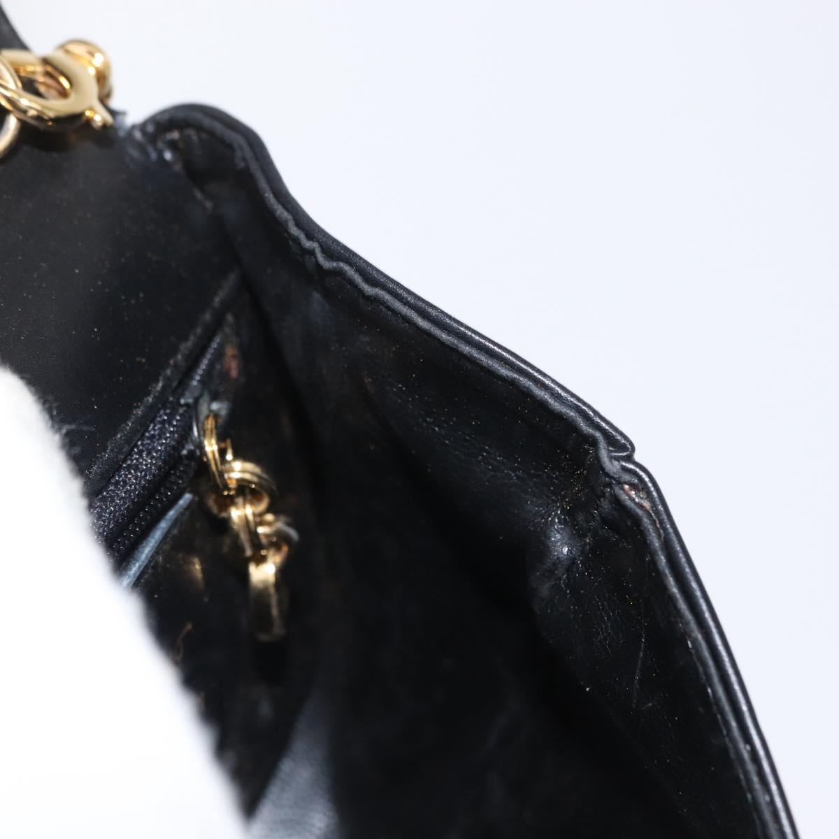 Salvatore Ferragamo Chain Gancini Shoulder Bag Leather Black Gold Auth 161032