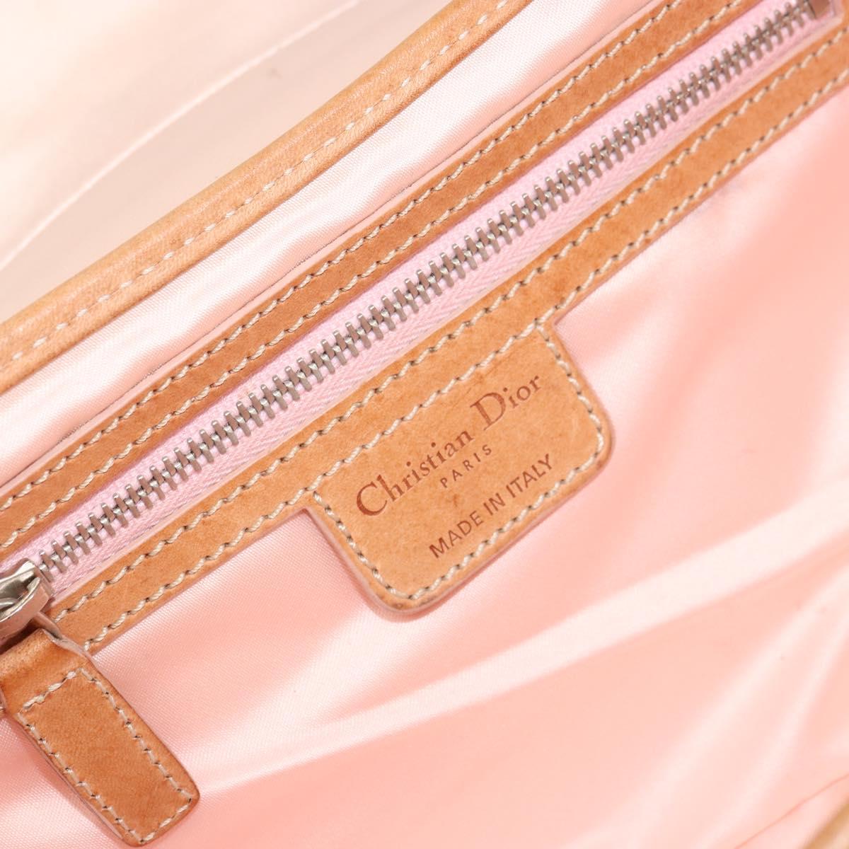 Christian Dior Trotter Canvas Romantic Bag PVC Beige Silver Auth 161033A