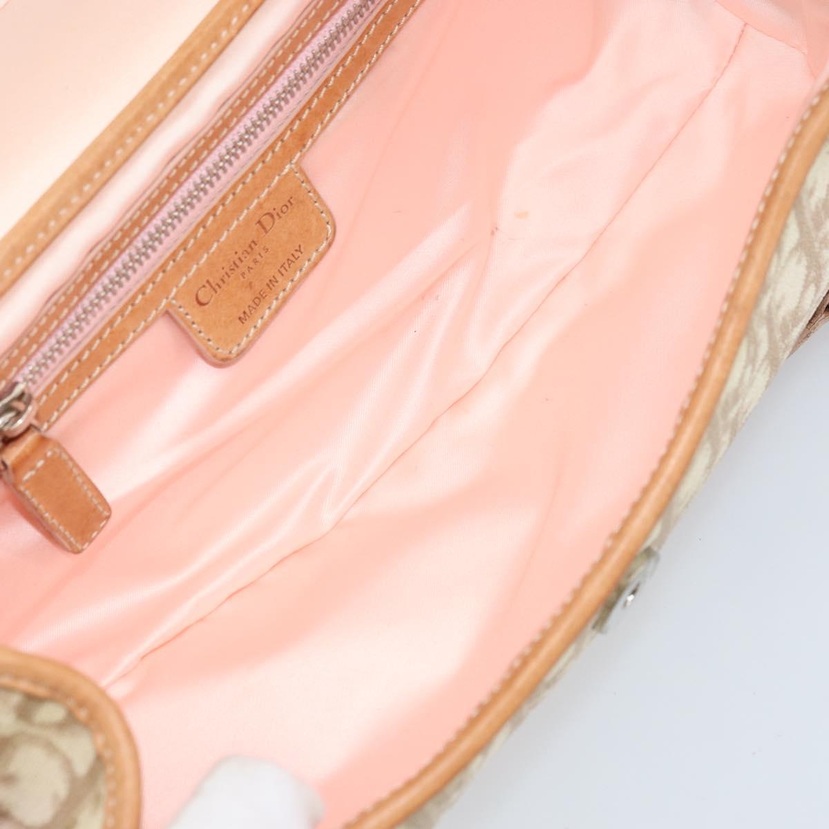 Christian Dior Trotter Canvas Romantic Bag PVC Beige Silver Auth 161033A