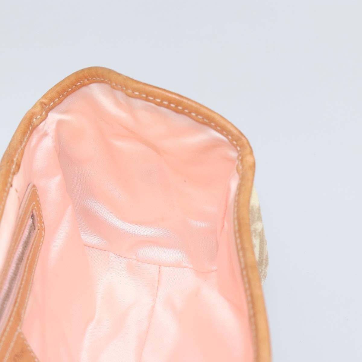 Christian Dior Trotter Canvas Romantic Bag PVC Beige Silver Auth 161033A