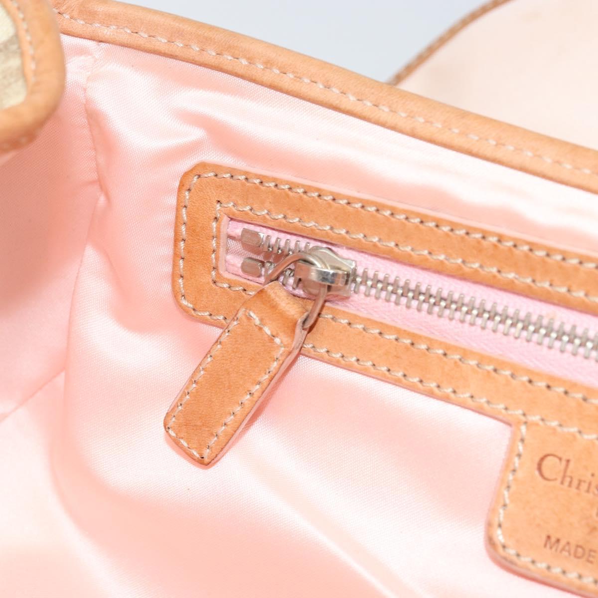 Christian Dior Trotter Canvas Romantic Bag PVC Beige Silver Auth 161033A