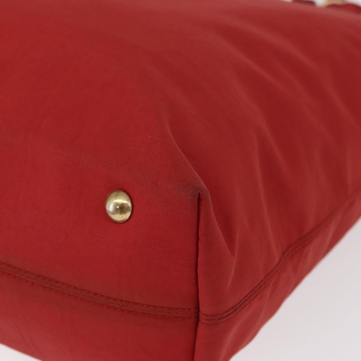 Salvatore Ferragamo Gancini Hand Bag Nylon Red Gold Auth 161041