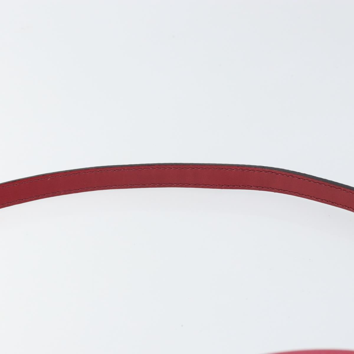 CELINE Circle Hand Bag Leather 2way Red Gold Auth 161046