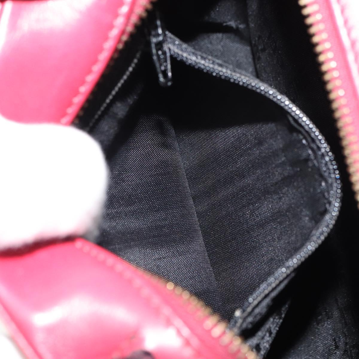 CELINE Circle Hand Bag Leather 2way Red Gold Auth 161046