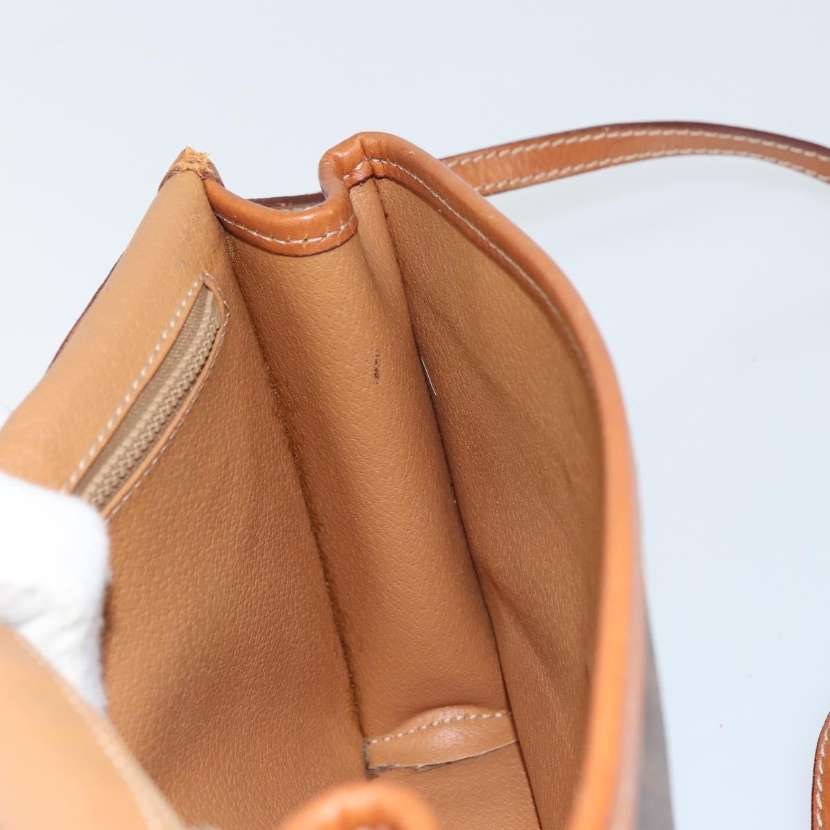 CELINE Macadam Canvas Circle Shoulder Bag PVC Leather Brown Gold Auth 161048