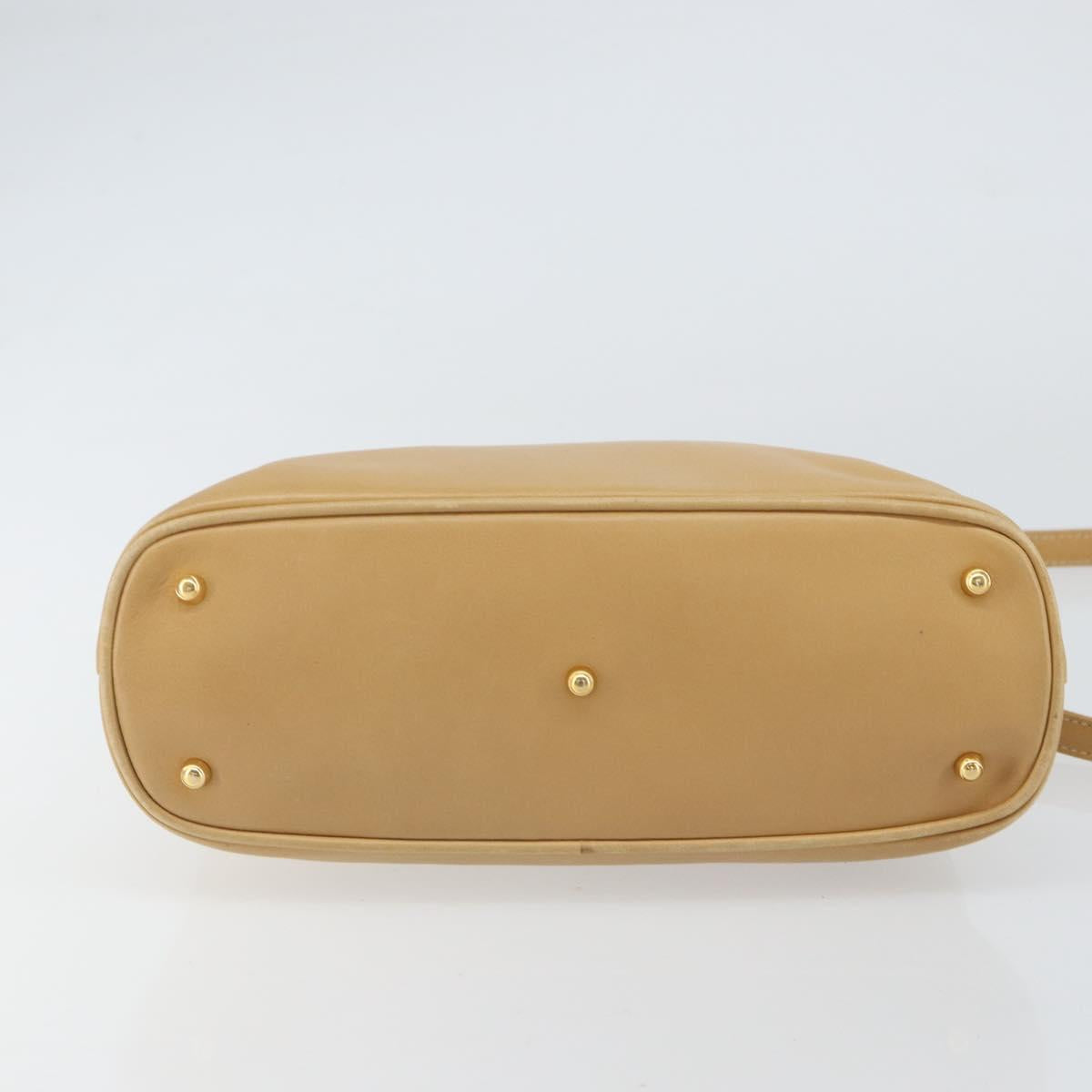 GUCCI Bamboo Hand Bag Leather 2way Beige Gold 000 3780 0290 Auth 161050