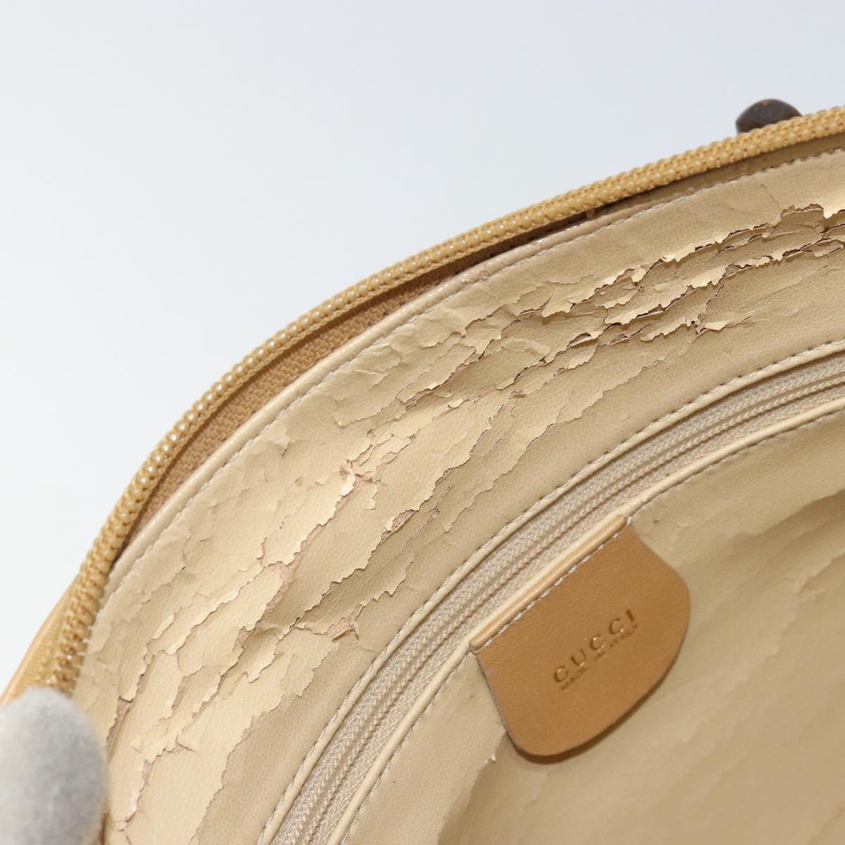 GUCCI Bamboo Hand Bag Leather 2way Beige Gold 000 3780 0290 Auth 161050