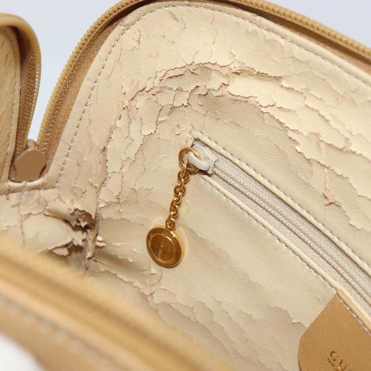 GUCCI Bamboo Hand Bag Leather 2way Beige Gold 000 3780 0290 Auth 161050