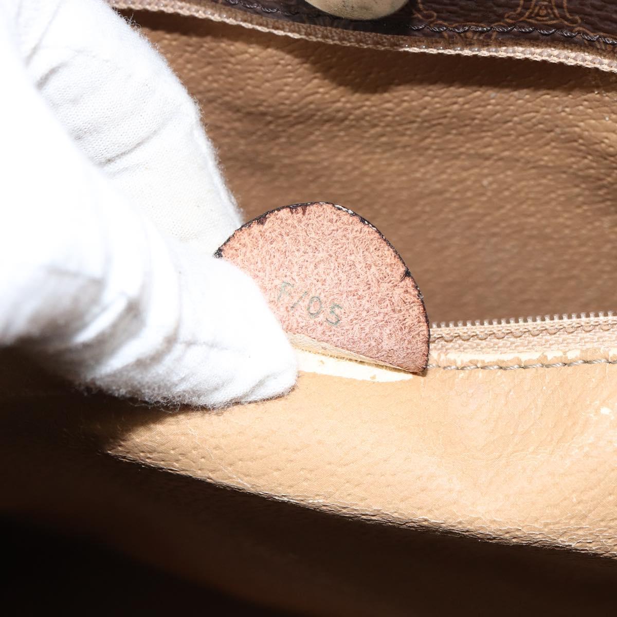 CELINE Macadam Canvas Hand Bag PVC Leather Brown Gold Auth 161051