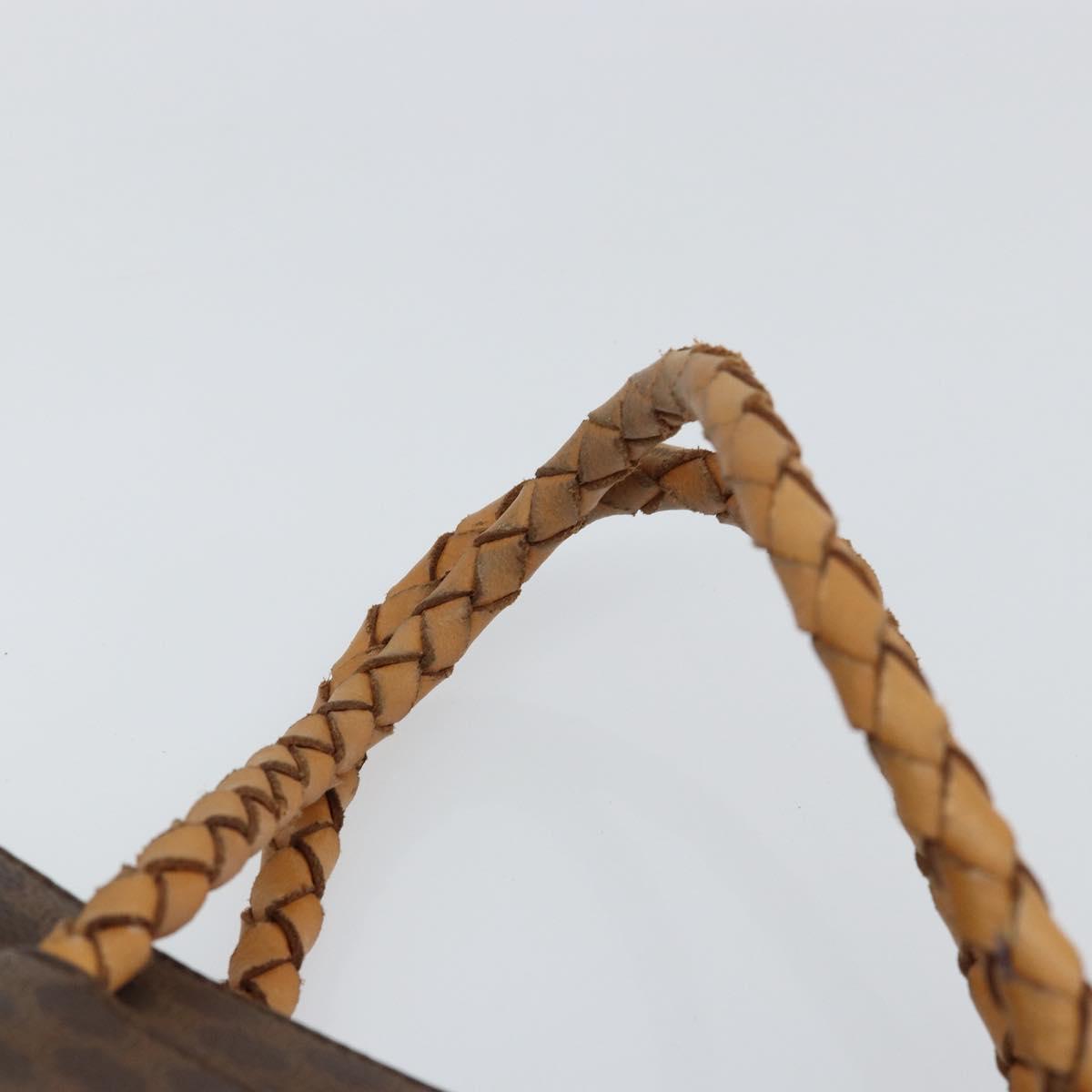 CELINE Macadam Canvas Hand Bag PVC Leather Brown Gold Auth 161051