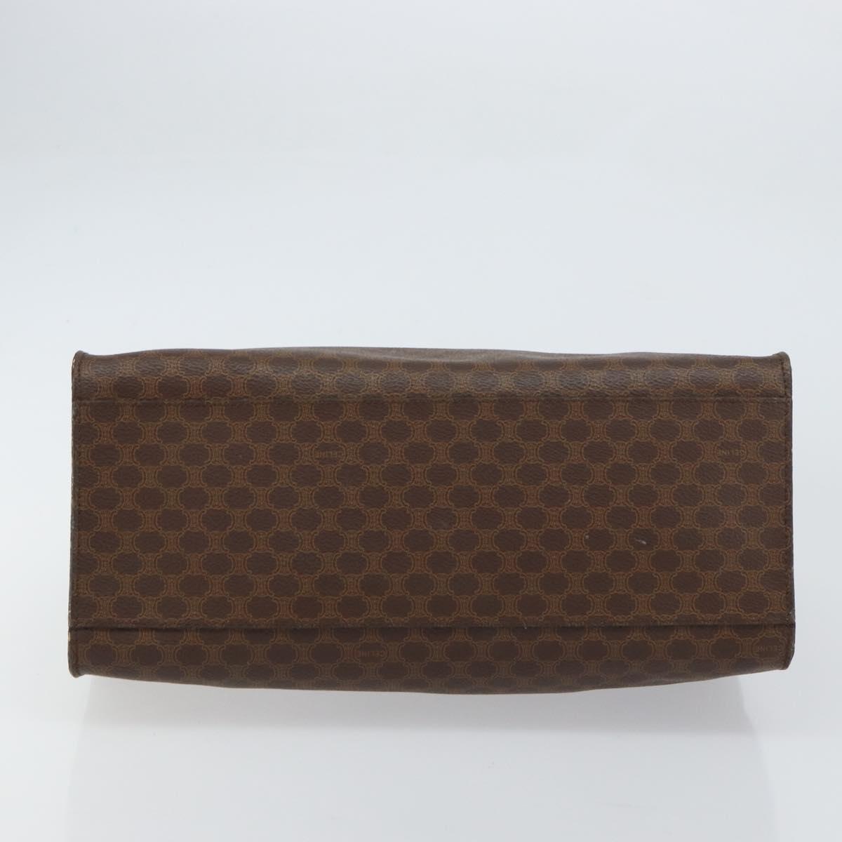 CELINE Macadam Canvas Hand Bag PVC Leather Brown Gold Auth 161051