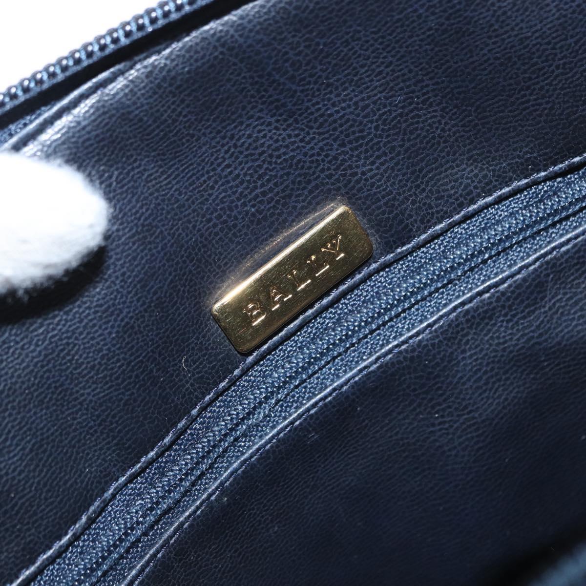 BALLY Chain Shoulder Bag Leather Navy Gold Auth 161052