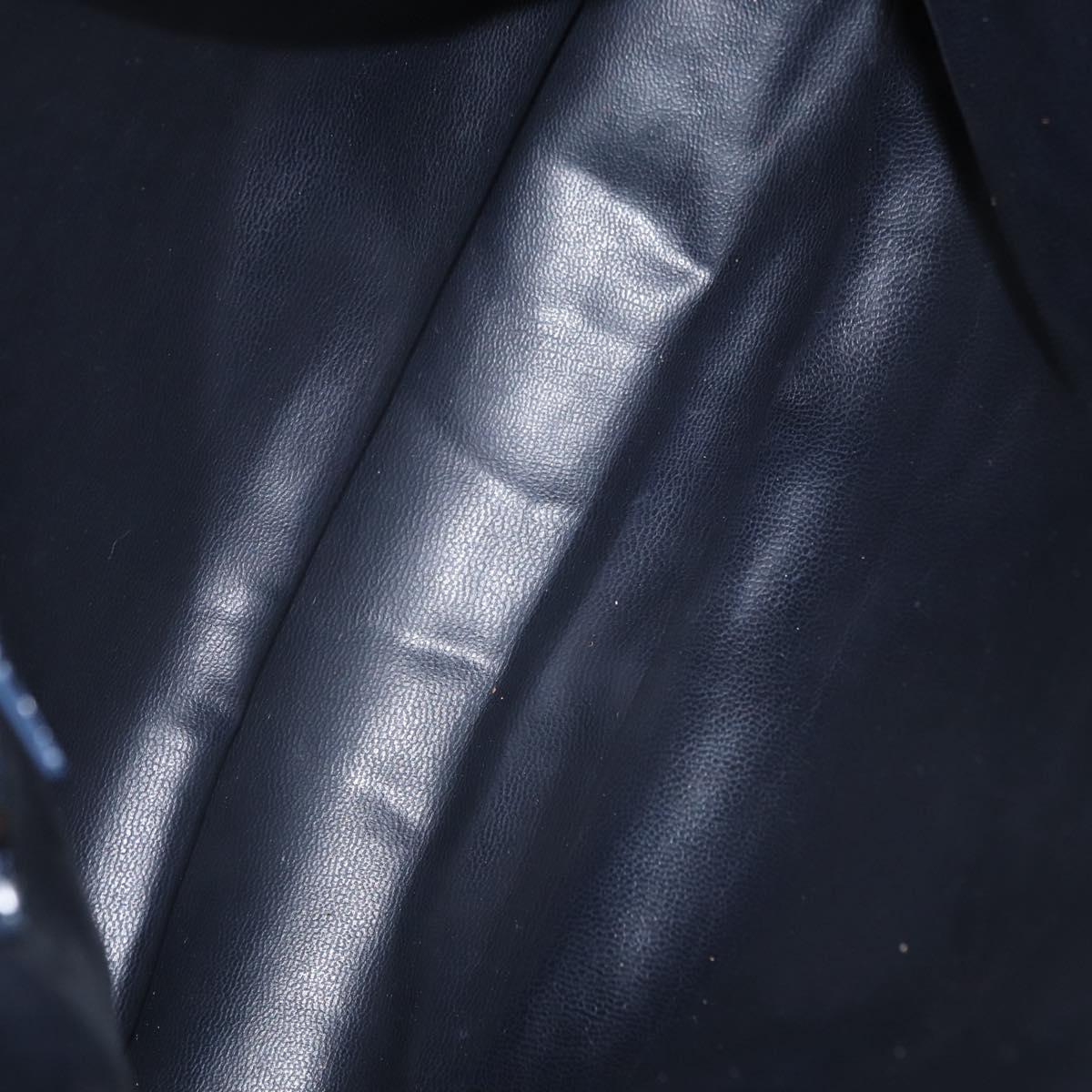 BALLY Chain Shoulder Bag Leather Navy Gold Auth 161052