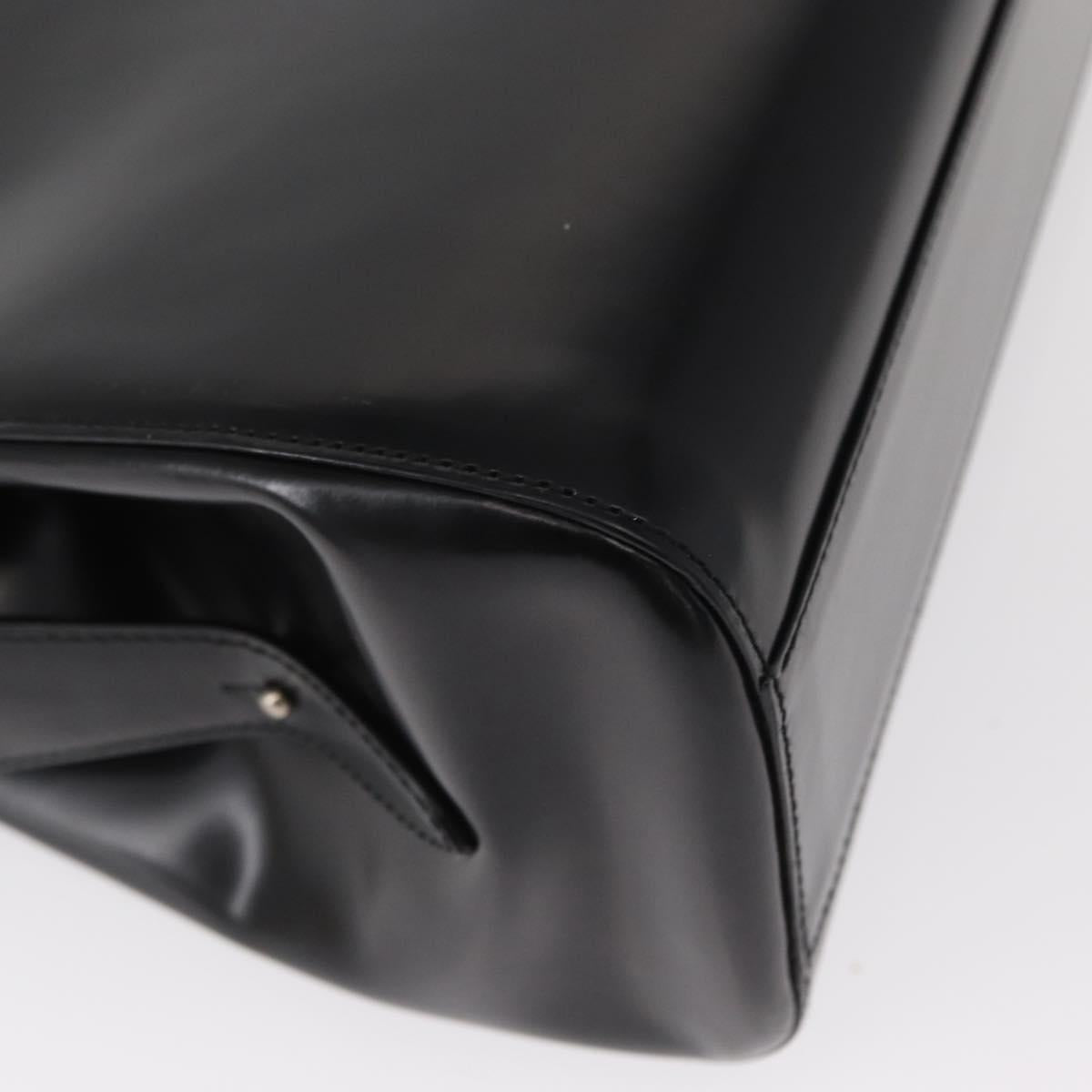 BALLY Hand Bag Leather Black Silver Auth 161058